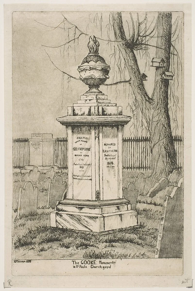 The Cooke Monument in St. Paul's Churchyard, from "Scenes of Old New York" — Henry Farrer