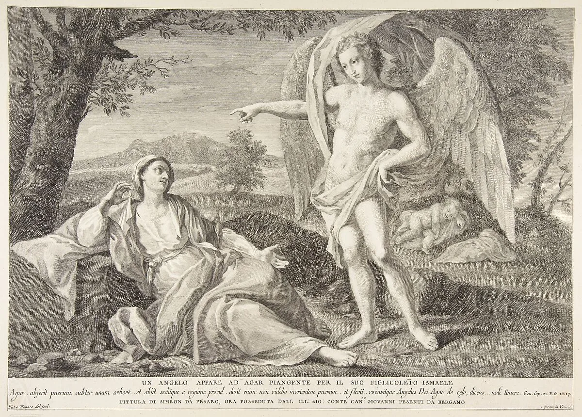 An angel appearing to Hagar — Simone Cantarini|Pietro Monaco