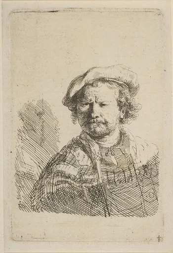 Self-Portrait in a Flat Cap and Embroidered Dress