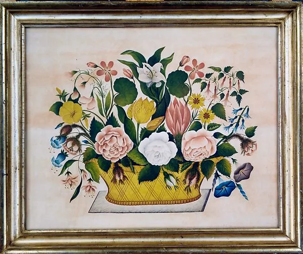 Yellow Basket of Flowers — Unknown