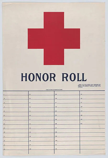 Honor roll — American Red Cross