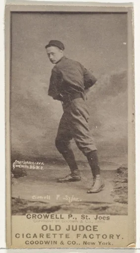 William Theodore "Billy" Crowell, Pitcher, St. Joseph Clay Eaters, from the Old Judge series (N172) for Old Judge Cigarettes