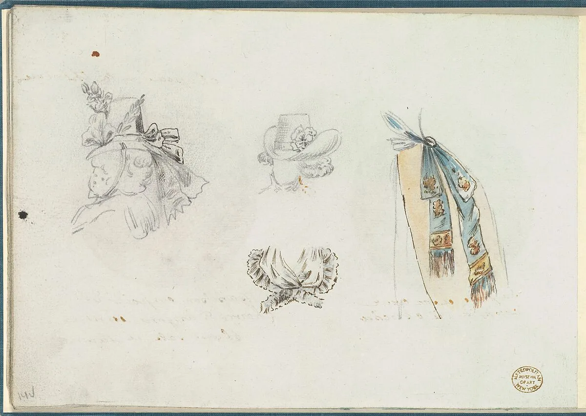 Four Designs of Costume Accessories — Anonymous, French, 18th century|Antoine Caire-Morand|Anonymous, French, 19th century