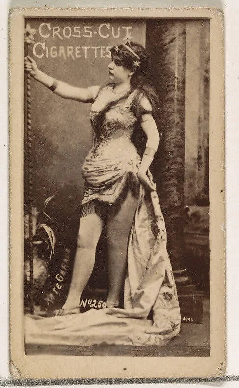 Card Number 250, Kate Gerade, from the Actors and Actresses series (N145-1) issued by Duke Sons & Co. to promote Cross Cut Cigarettes — W. Duke, Sons & Co.