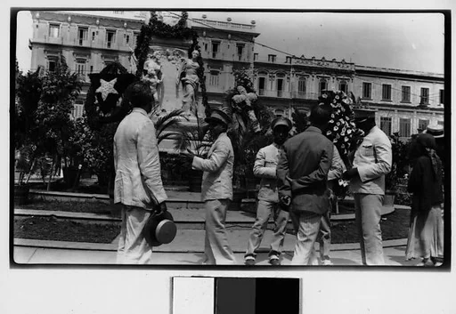 [Officers at Public Ceremony in Front of Jose Marti Statue, Central Park, Havana]