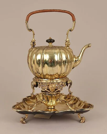 Kettle with stand, cover, and tray