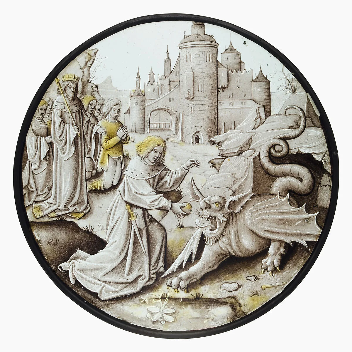 Roundel with Daniel Slaying the Dragon — Pseudo-Ortkens