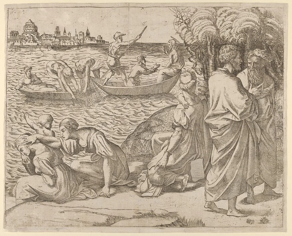 The Miraculous Draught of Fishes — Anonymous, French, School of Fontainebleau, 16th century|Raphael (Raffaello Sanzio or Santi)