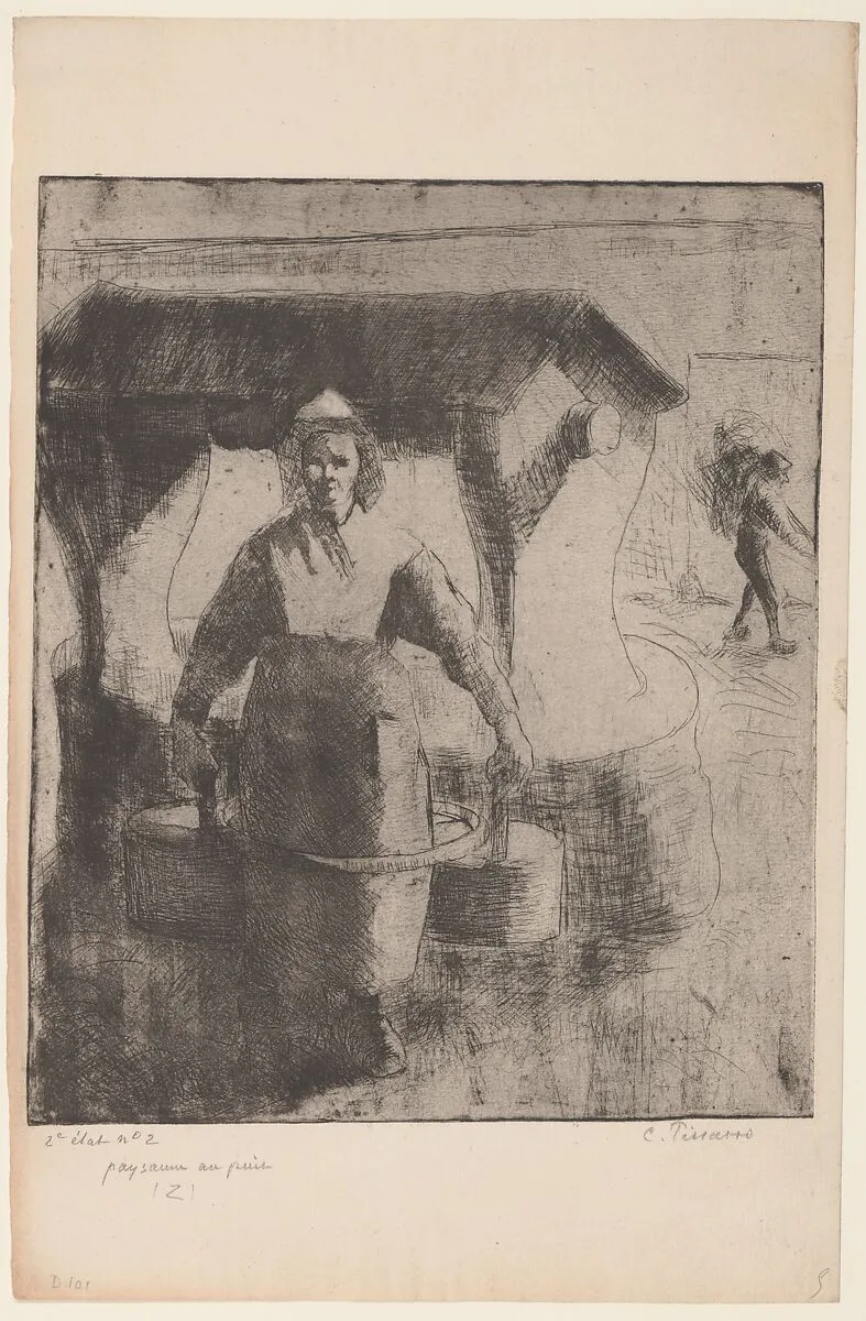 Woman at a Well — Camille Pissarro