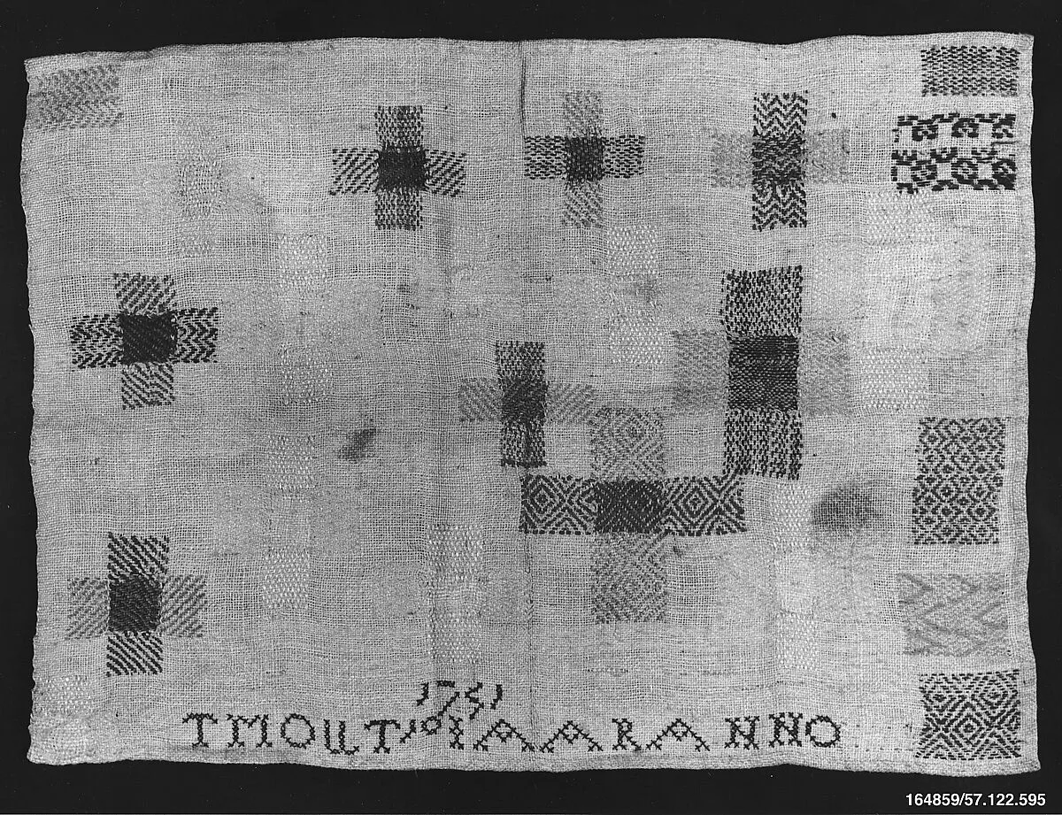 Embroidered darning sampler — Unknown