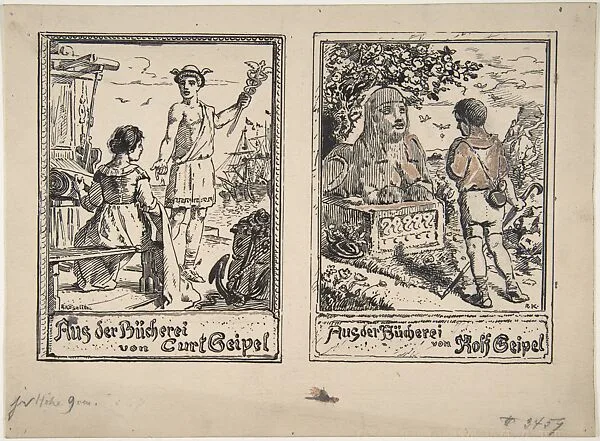 Two Designs for Bookplates: Curt Geipel and Rolf Geipel — Rudolf Köselitz
