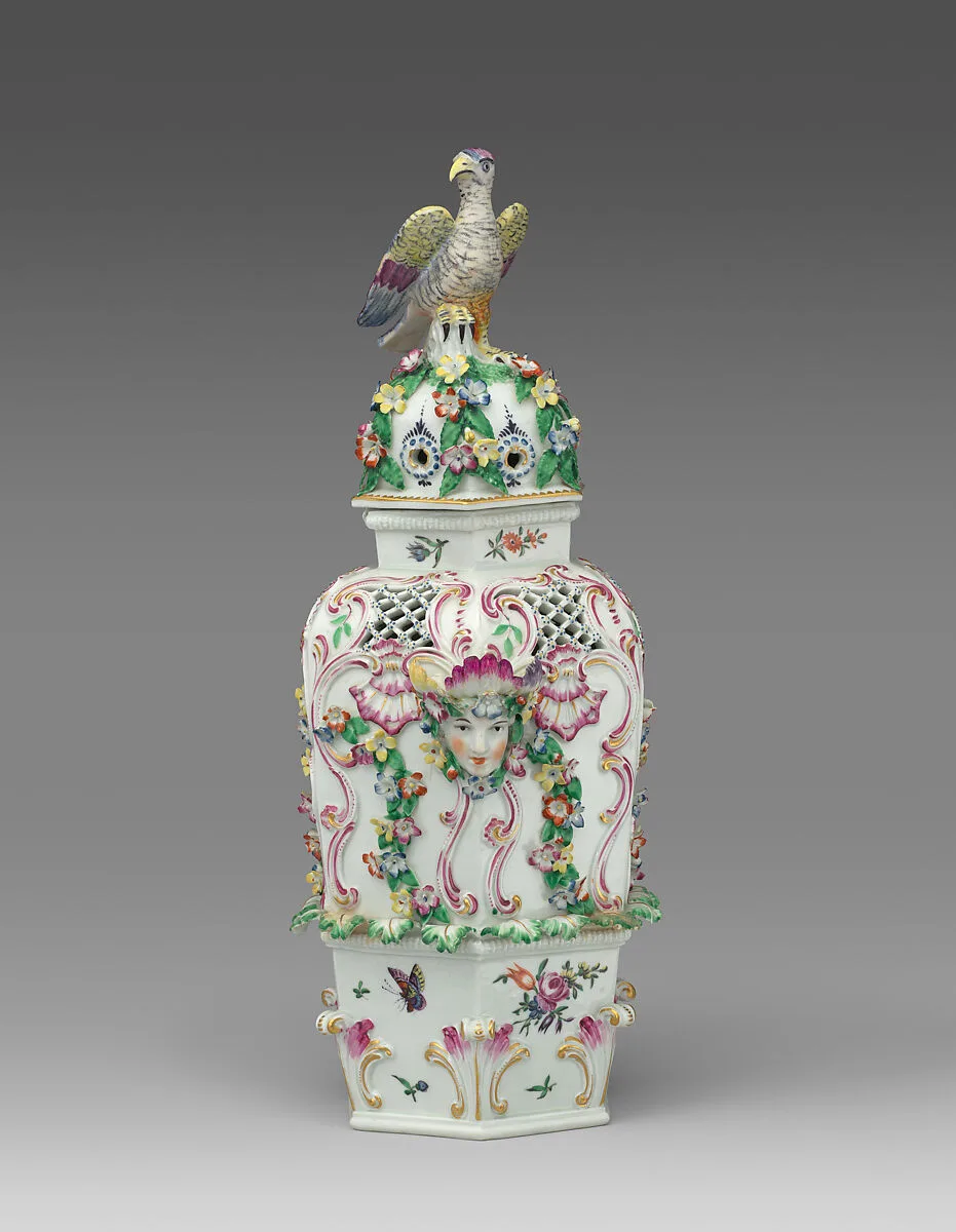 Covered vase for potpourri (one of a pair) — Worcester factory