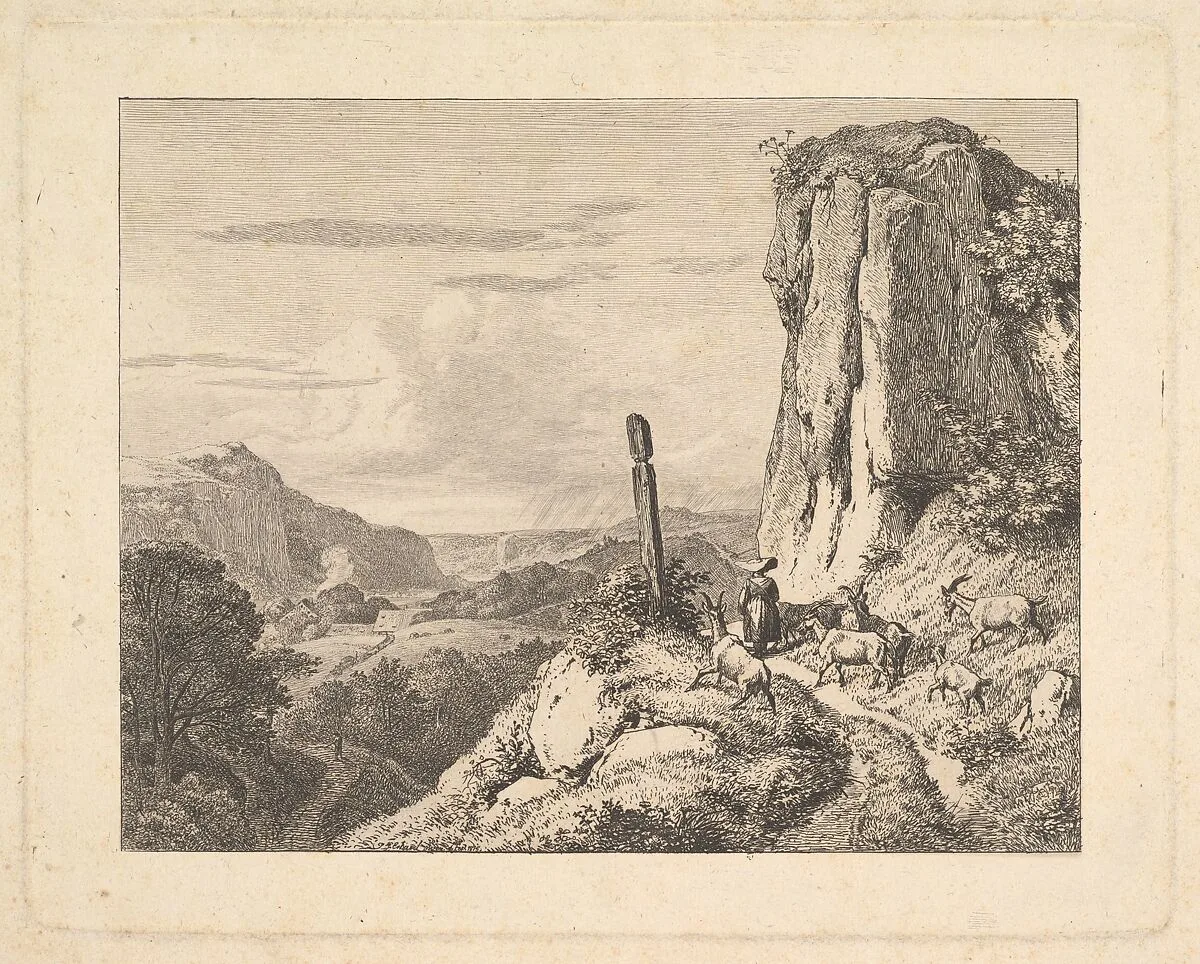Young Woman with Six Goats — Johann Christoph Erhard