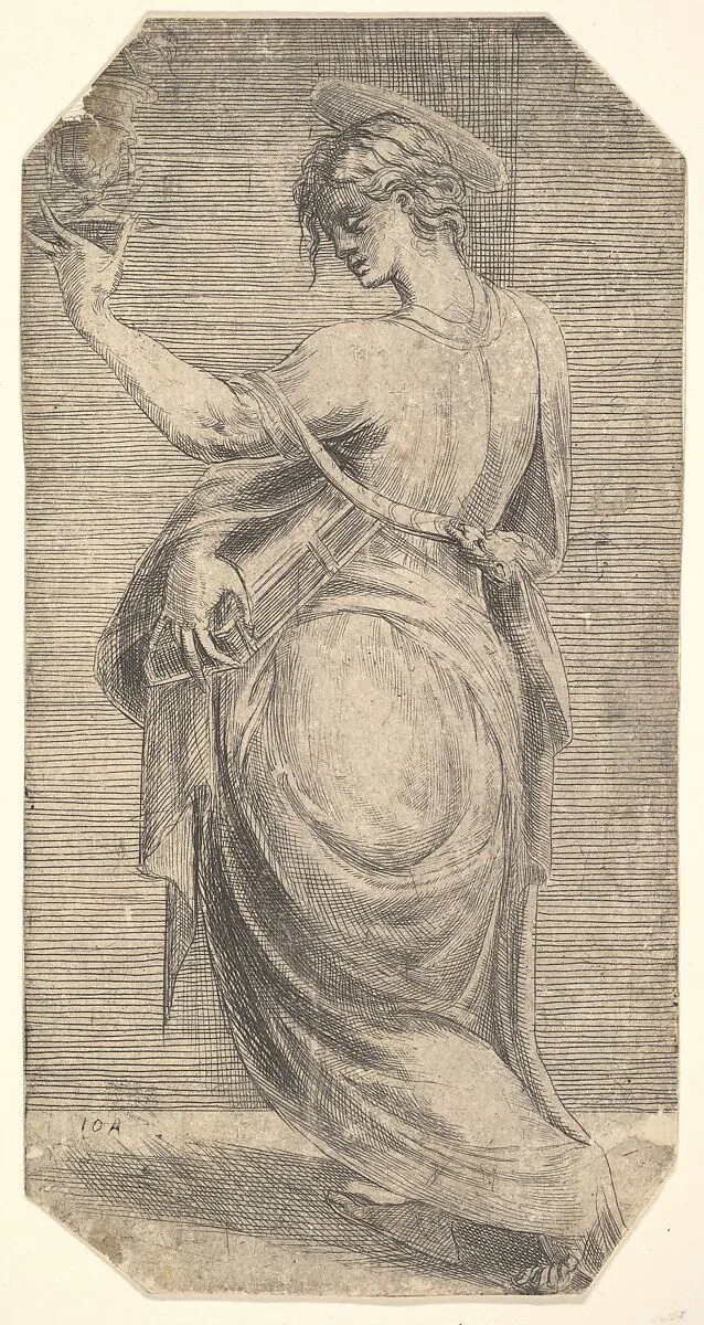 St John in profile facing left, from "Christ and the Apostles" — Andrea Schiavone (Andrea Meldola)