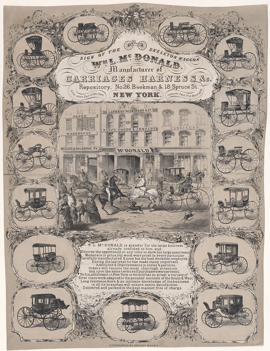 Wm. L. McDonald, Manufacturers of Carriage Harness & Co. Repository, No. 26 Beekman & 18 Spruce Street, New York — Endicott & Co.