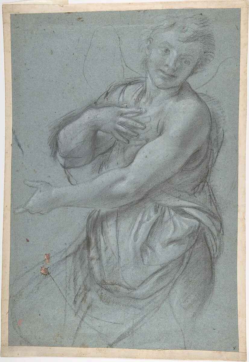 Study for an Angel (recto); Study of a Cushion (verso) — Annibale Carracci