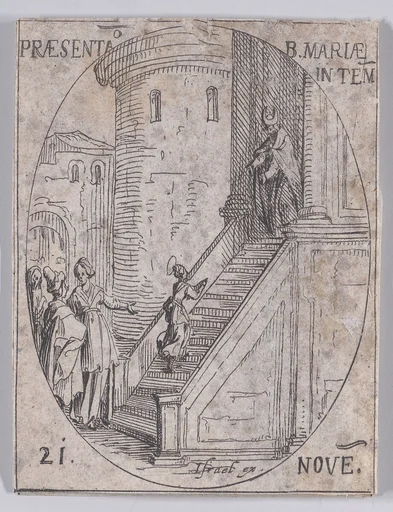 Preséntation de la Vierge Marie dans le Temple (Presentation of the Virgin Mary in the Temple), November 21st, from "Les Images De Tous Les Saincts et Saintes de L'Année" (Images of All of the Saints and Religious Events of the Year)