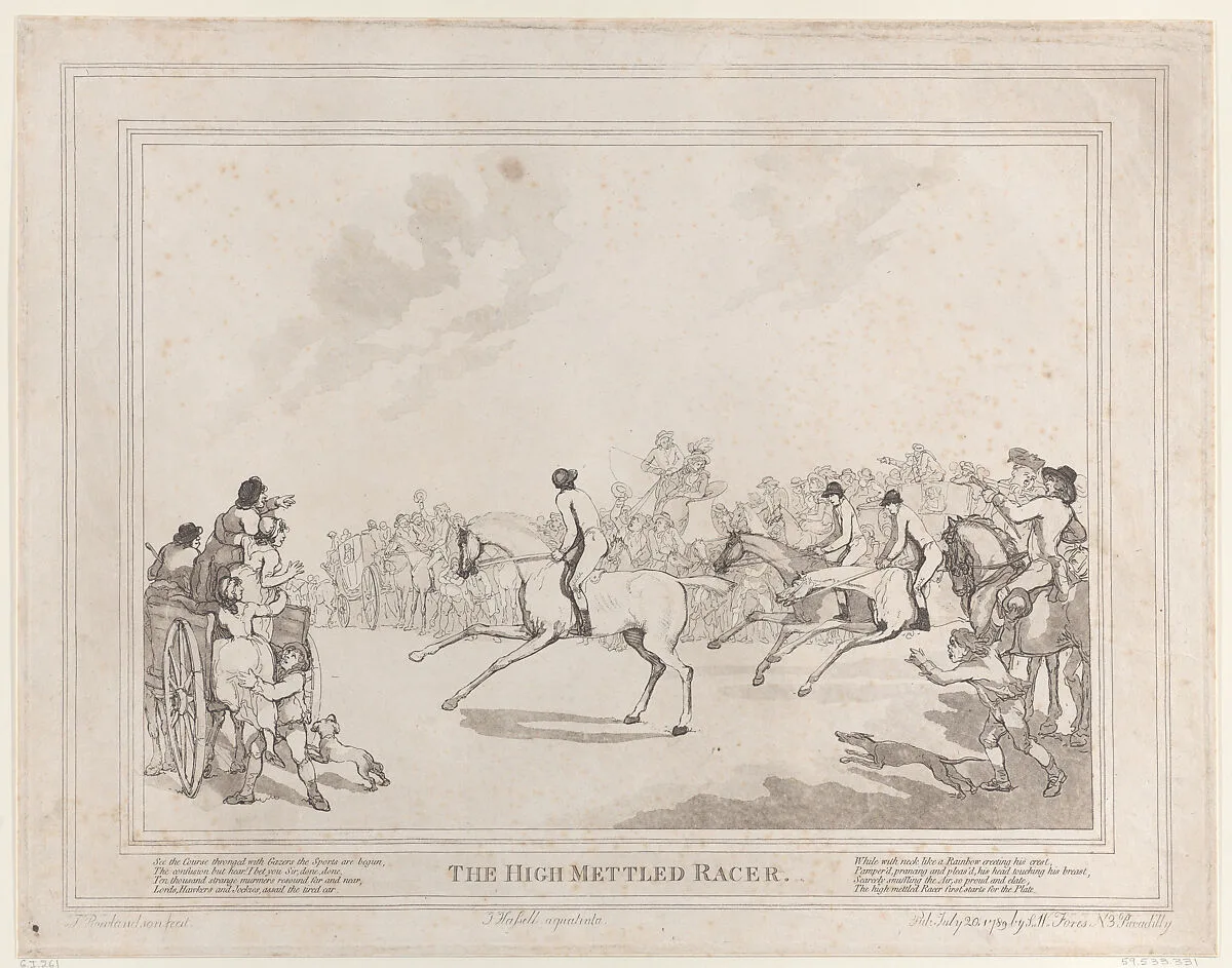 The Race Horse (from The Life of a Racehorse, or The High-Mettled Racer) — S. W. Fores|John Hassell|Thomas Rowlandson