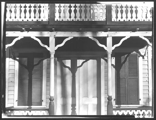 [Jigsaw Ornament Detail of Folk Victorian House at Ossining Camp Woods, New York]