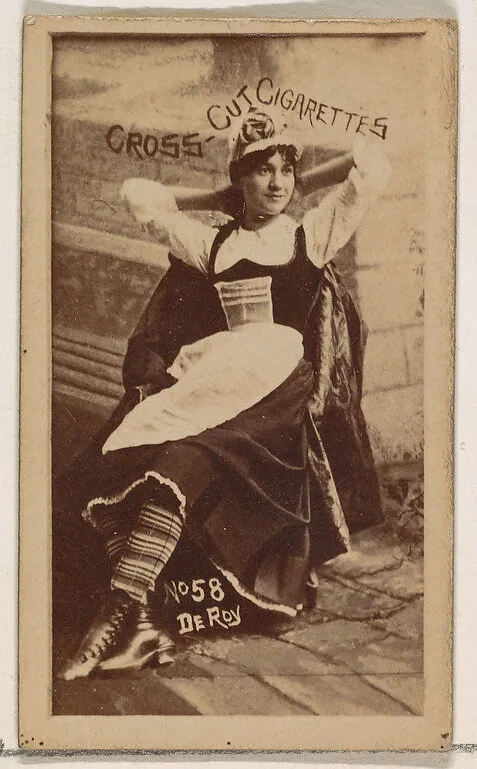 Card Number 58, DeRoy, from the Actors and Actresses series (N145-1) issued by Duke Sons & Co. to promote Cross Cut Cigarettes — W. Duke, Sons & Co.