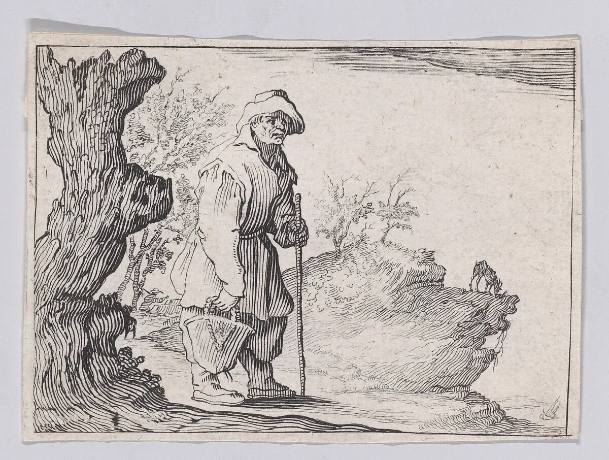Reverse Copy of Le Paysan Portant son Sac (The Peasant Carrying his Sack), from "Les Caprices" Series A, The Florence Set — Jacques Callot|Anonymous