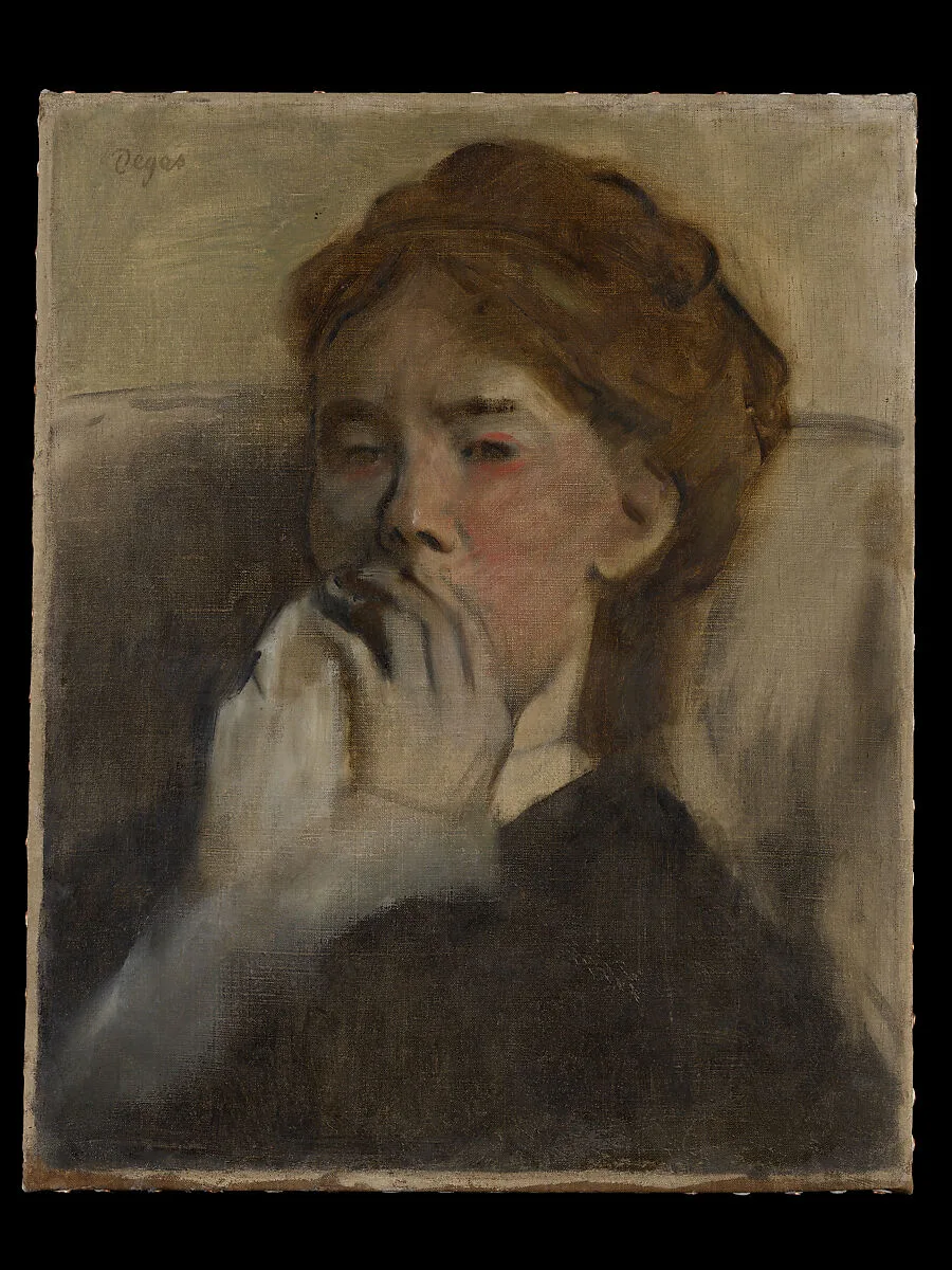 Young Woman with Her Hand over Her Mouth — Edgar Degas