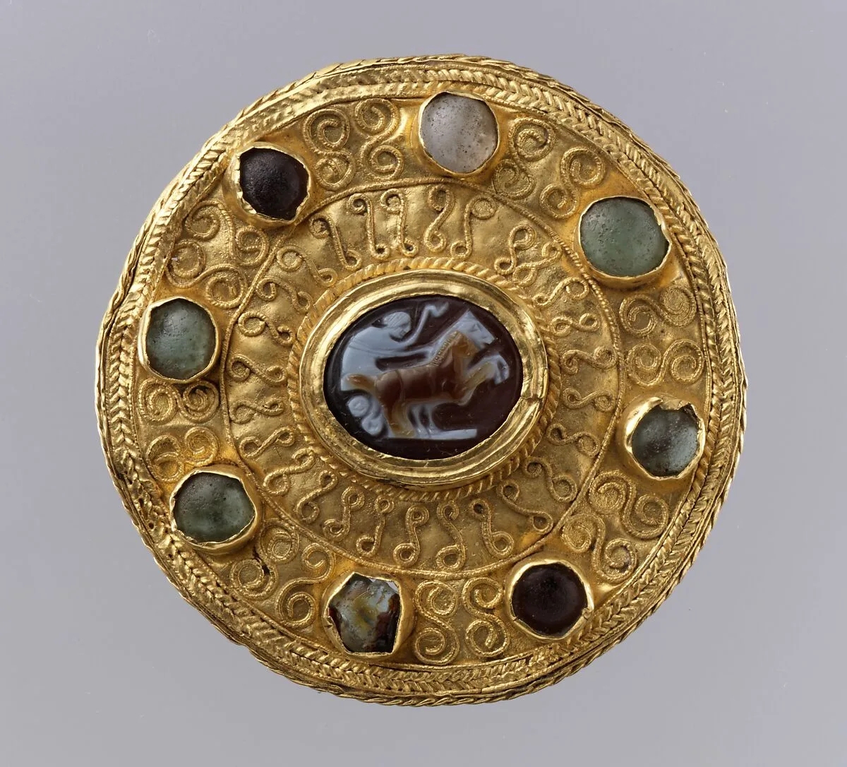 Disk Brooch with Cameo — Unknown