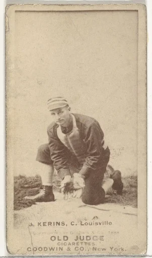 John Nelson Kerins, Catcher, Louisville Colonels, from the Old Judge series (N172) for Old Judge Cigarettes