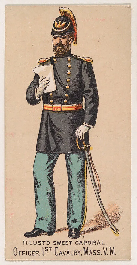 Officer, 1st Cavalry, Massachusetts, V.M., from the Military Series (N224) issued by Kinney Tobacco Company to promote Sweet Caporal Cigarettes — Kinney Brothers Tobacco Company