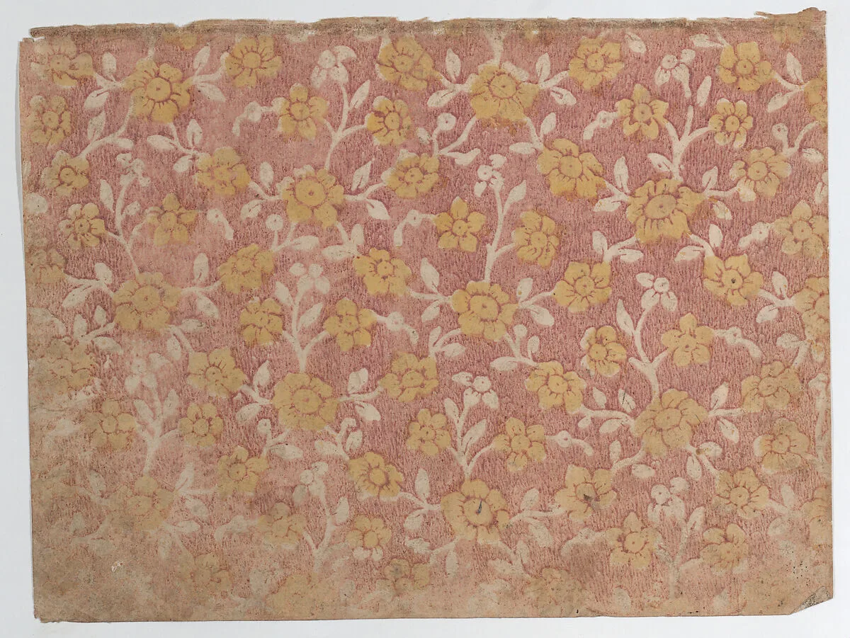Sheet with yellow floral pattern — Anonymous