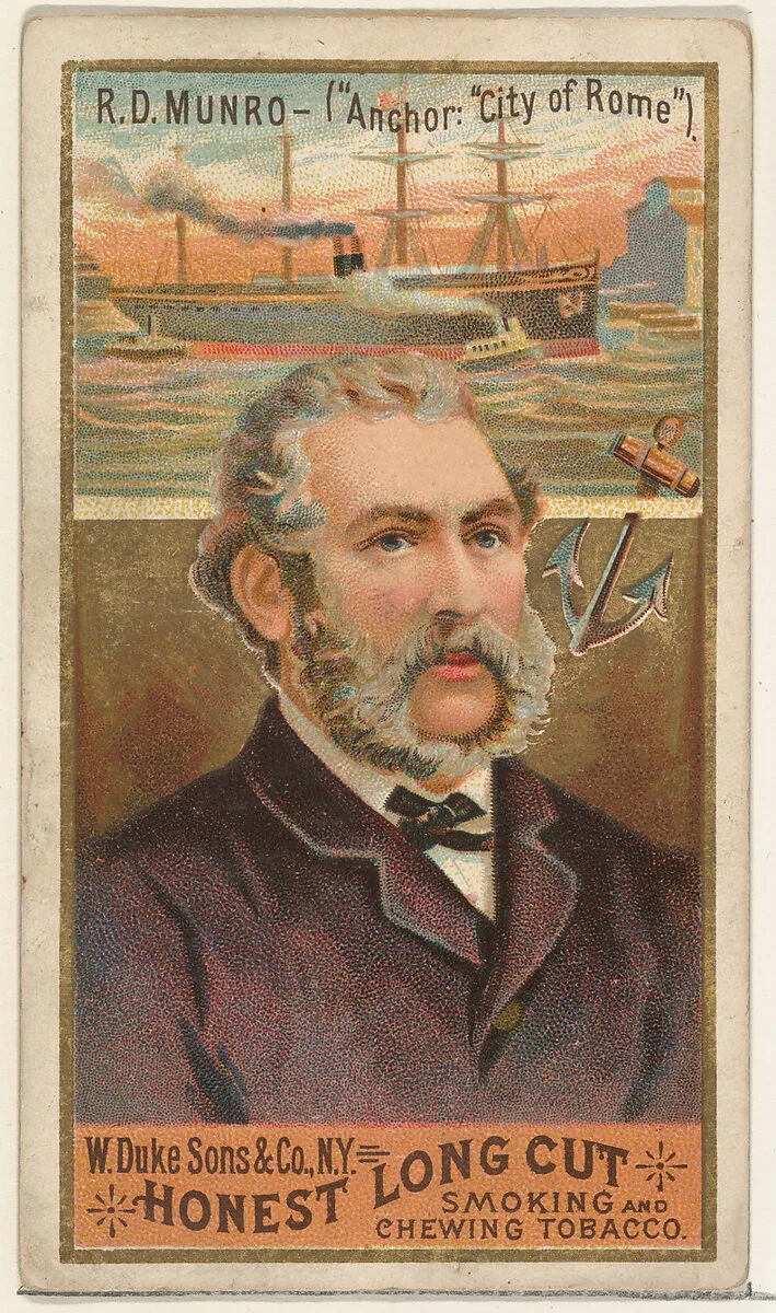 R.D. Munro, from the Sea Captains series (N127) issued by Duke Sons & Co. to promote Honest Long Cut Tobacco — W. Duke, Sons & Co.|George S. Harris & Sons