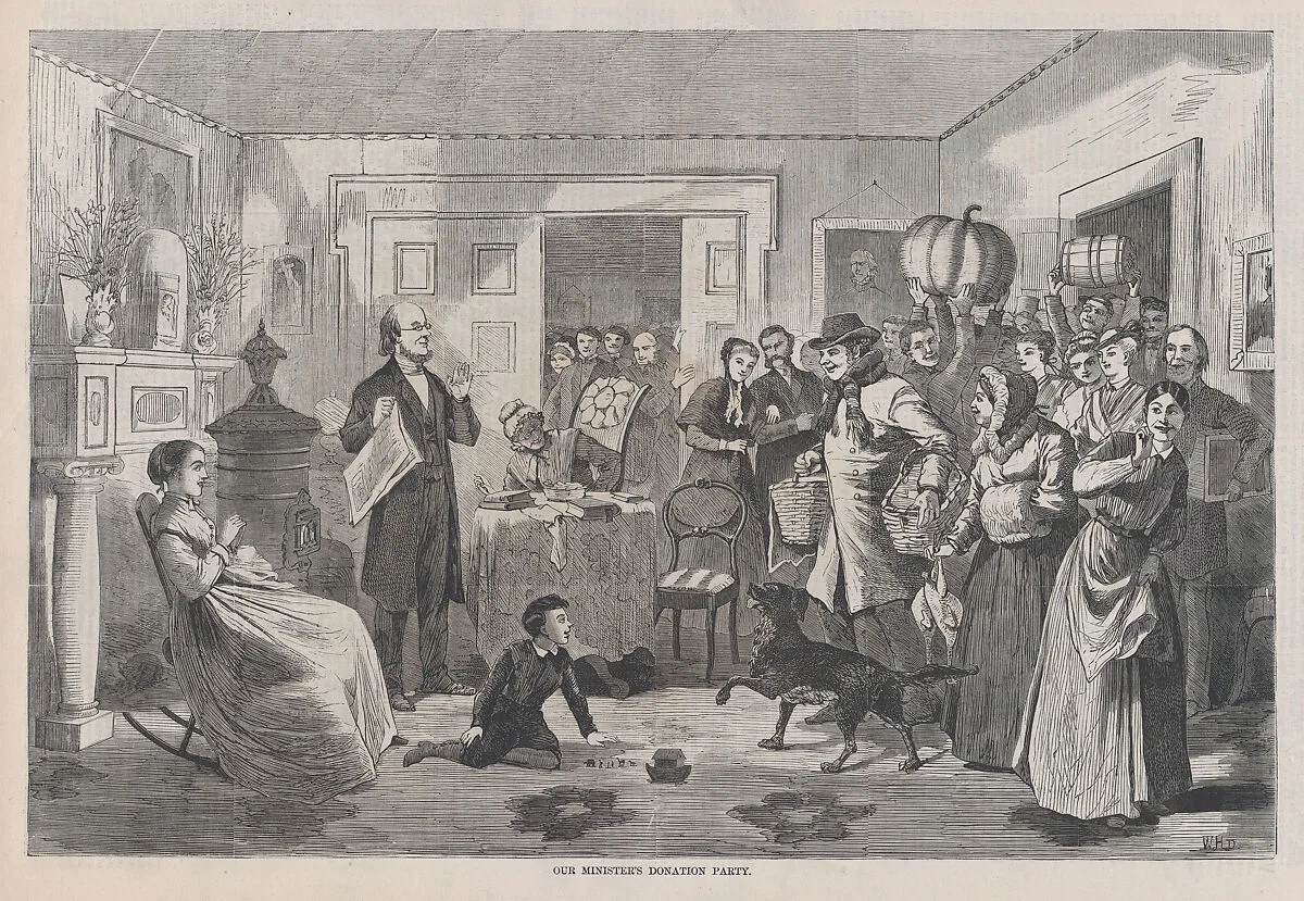 Our Minister's Donation Party (from "Harper's Bazar," Vol. I) — Winslow Homer|Harper & Brothers