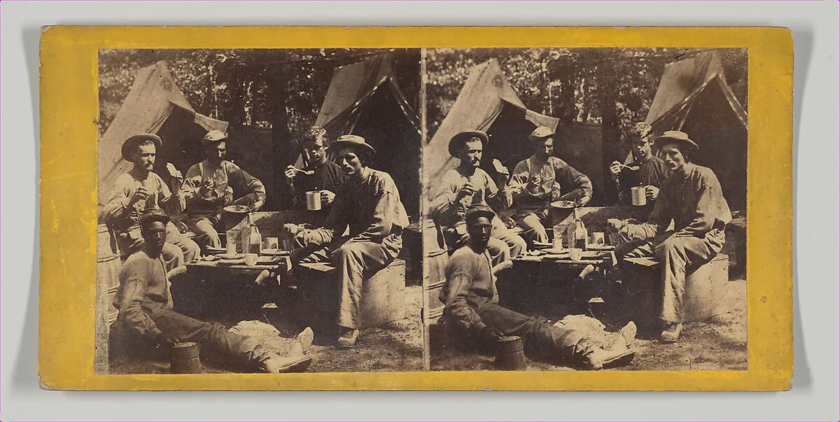 Camp Scenes, Army of the Potomac. Camp Dinner. — Thomas C. Roche|E. & H. T. Anthony