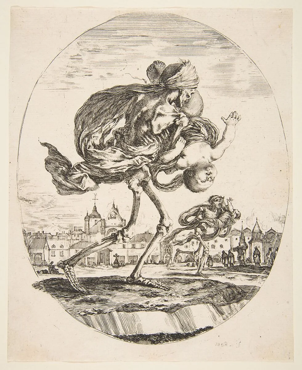 Death Carrying an Infant, from 'The five deaths' (Les cinq Morts) — Stefano della Bella