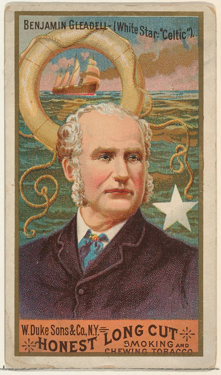 Benjamin Gleadell, from the Sea Captains series (N127) issued by Duke Sons & Co. to promote Honest Long Cut Tobacco — W. Duke, Sons & Co.|George S. Harris & Sons