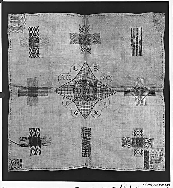 Embroidered darning sampler — Unknown