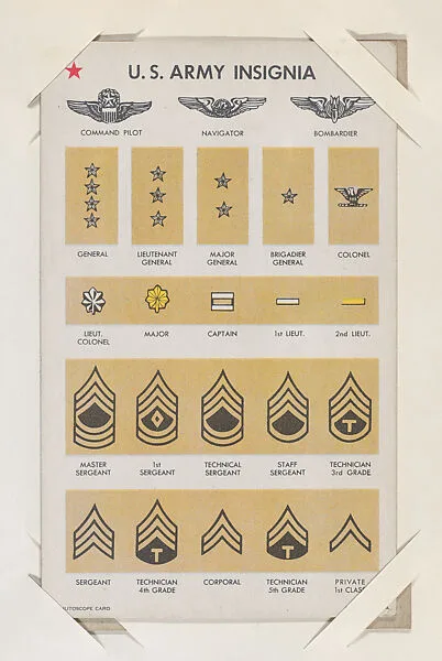 U.S. Army Insignia from Military cards series (W615) — International Mutoscope Reel Company