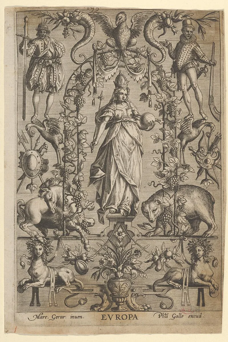 Allegory of Europe, from "The Four Continents" — Philips Galle|Marcus Gheeraerts the Elder