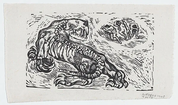 A beast of prey about to attack people, illustration for 'El Sombreron' — Alfredo Zalce