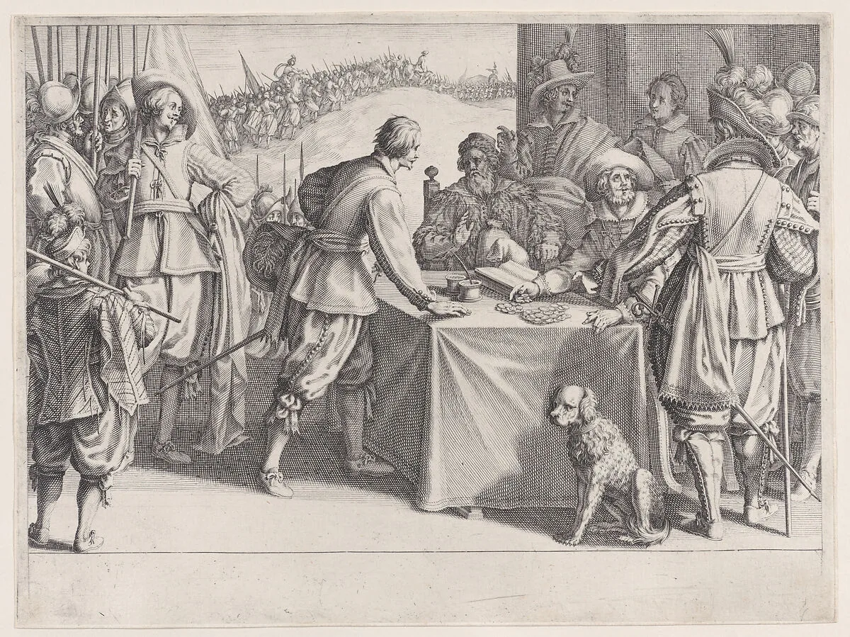 L'Enrolement des Troupes (The Enlistment of Troops), from La Vie de Ferdinand Ier de Médicis série appelée aussi Les Batailles des Médicis (The Life of Ferdinand I de'Medici also called The Medici Battles) — Jacques Callot|Matteo Rosselli