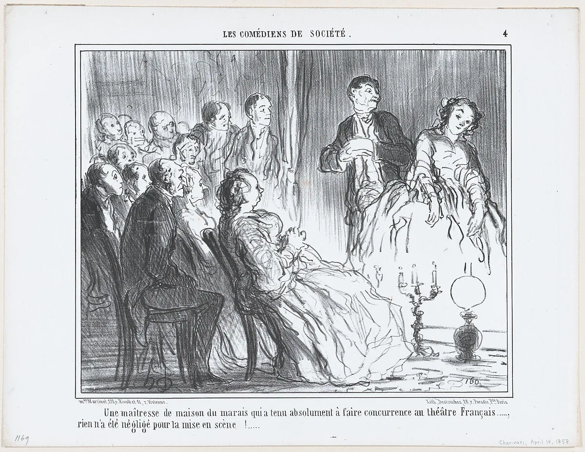 Une maîtresse de maison du marais..., from Les Comédiens de Société, published in "Le Charivari" — Aaron Martinet|Honoré Daumier|Destouches