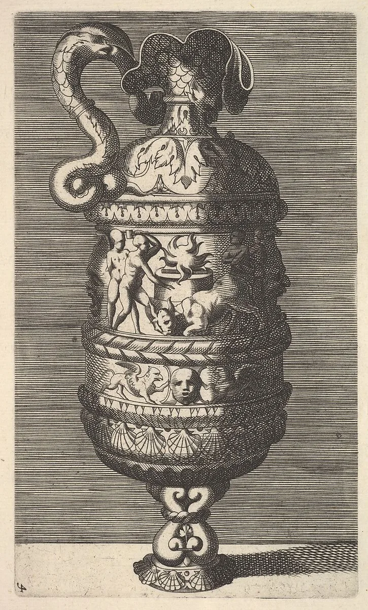 Vase with a Sacrificial Scene — Claes Jansz. Visscher|René Boyvin|Polidoro da Caravaggio|Rosso Fiorentino|Frederick de Wit