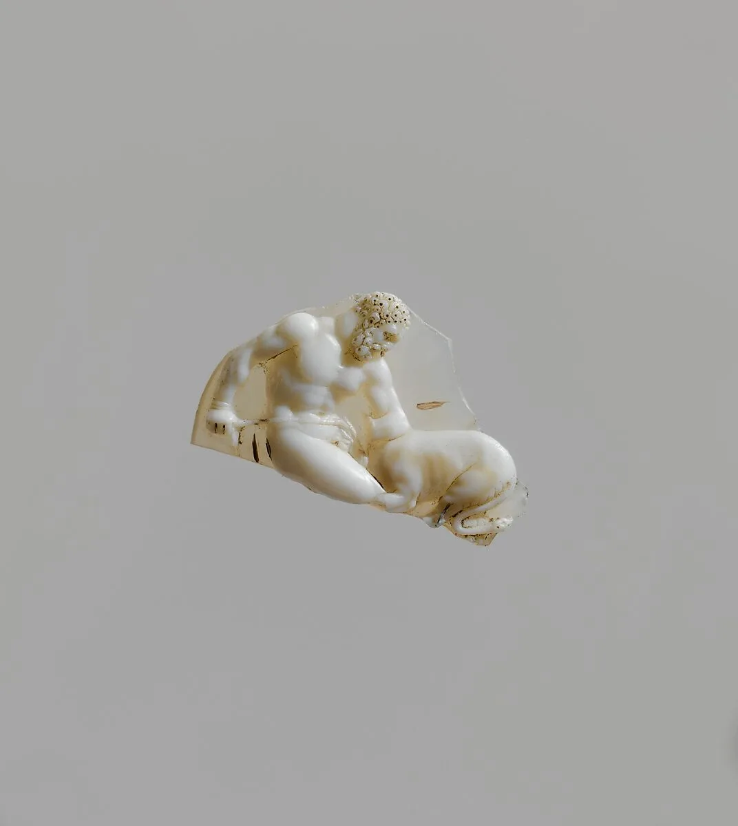 Sardonyx cameo fragment with Hercules tying up Cerberus — Unknown