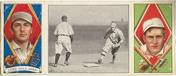 "Scoring From Second," with R. N. Oldring and Briscoe Lord, from the series Hassan Triple Folders (T202) — Hassan Cigarettes