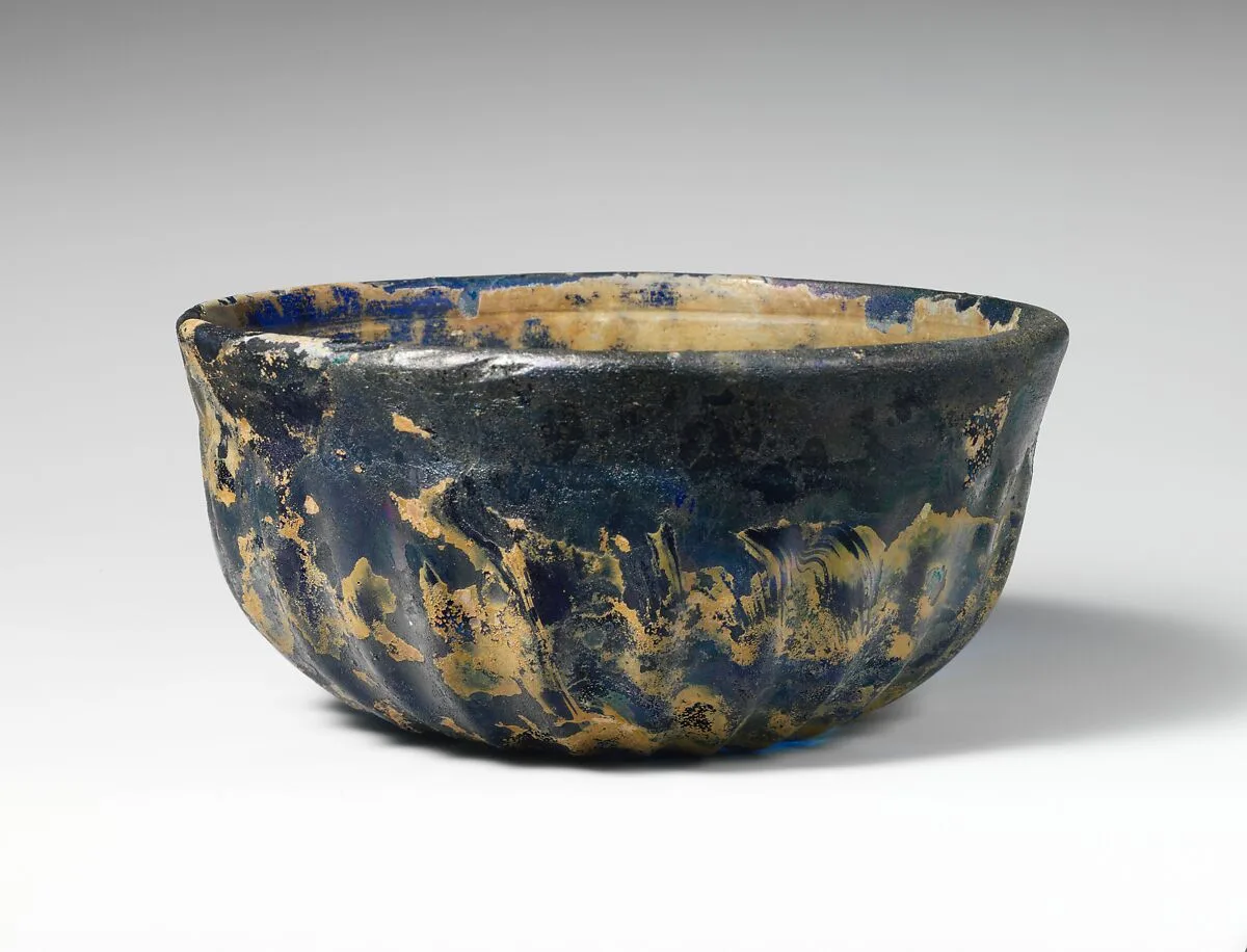 Glass ribbed bowl — Unknown