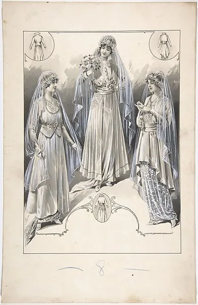 Designs for Three Wedding Gowns — A. Foa