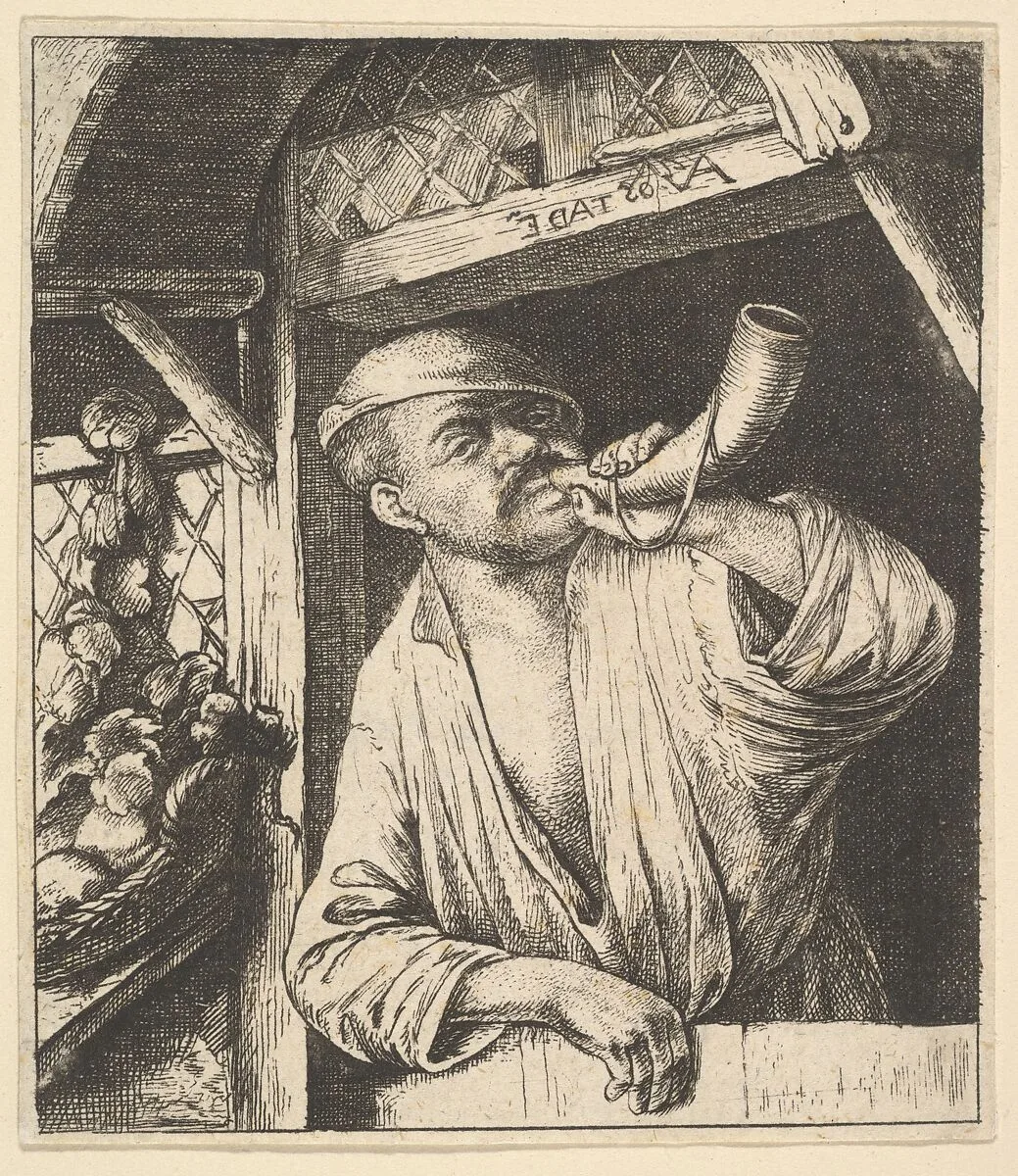 Baker Blowing Horn — Adriaen van Ostade