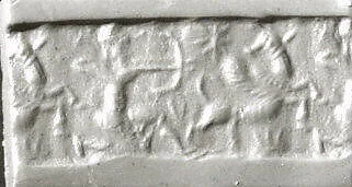 Cylinder seal with hunting scene