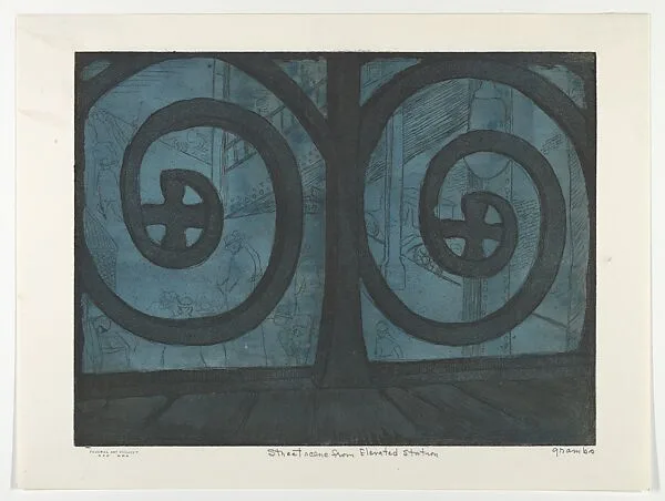 Street Scene from Elevated Station — Blanche Grambs|WPA