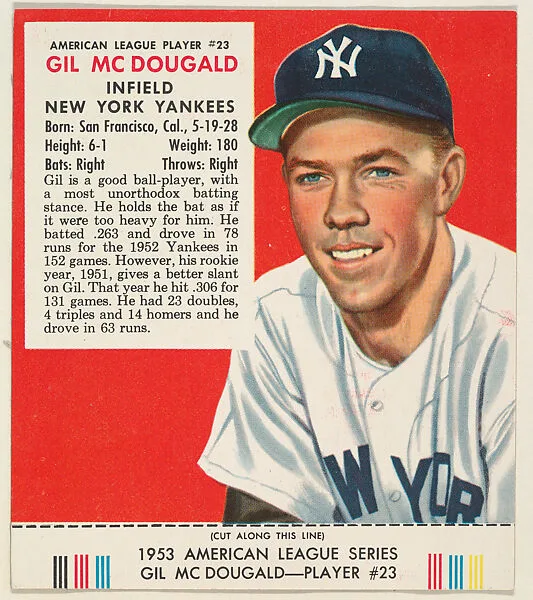 Gil McDougald, from the Red Man All-Star Team series (T233), issued by Red Man Chewing Tobacco — Red Man Chewing Tobacco